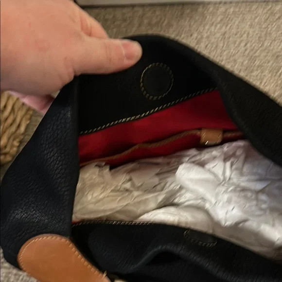 Dooney & Bourke Black and Tan Leather Hobo Bag - Picture 12 of 12